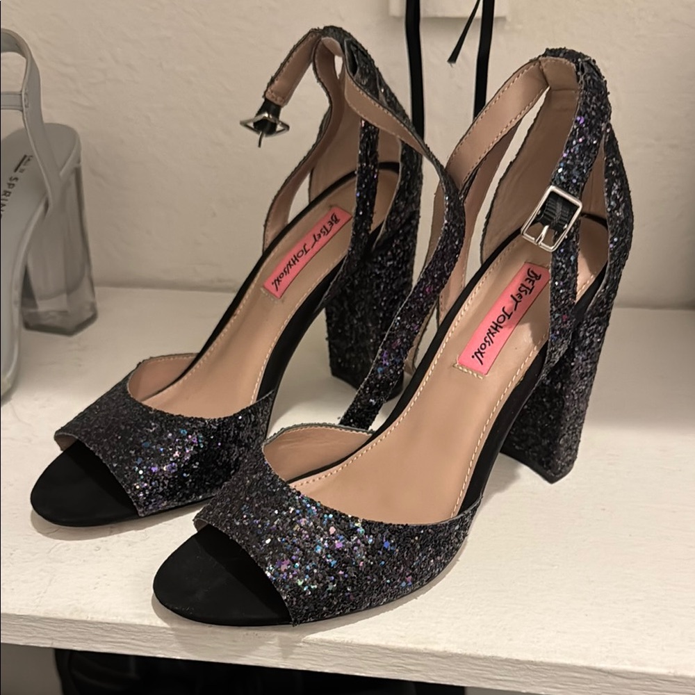 Betsey Johnson Glitter Block Heels
